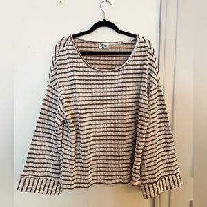 Show Me Your Mumu M White & Brown Stripped Sweater